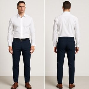 GETTA by Gitman Slim Fit Stretch Dress Pants Mens‎ Navy Blue Trousers NWT 32x30